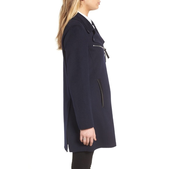 ✨NWT✨ DEREK LAM 10 CROSBY Wool Moto Style Coat Navy Sz US 10 (Large) - Picture 3 of 6
